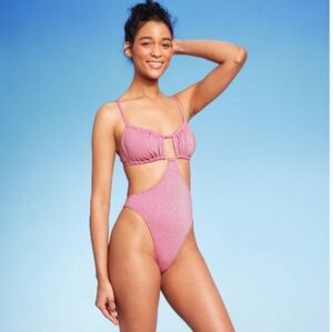 #800 Pink Cutout One-Piece Swimsuit